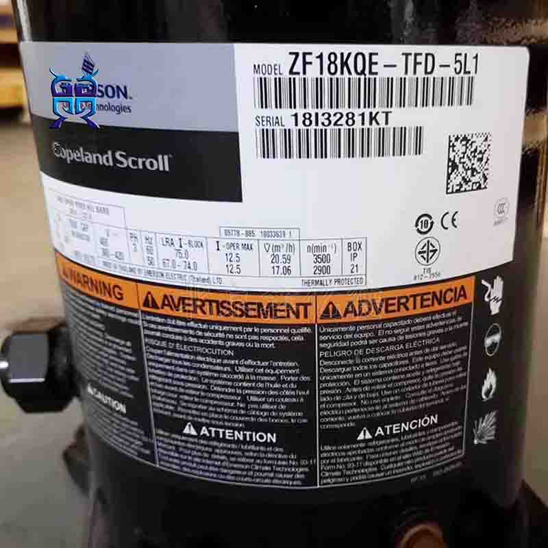 Copeland谷轮6匹ZF18KQE-TFD-5L1冷冻压缩机